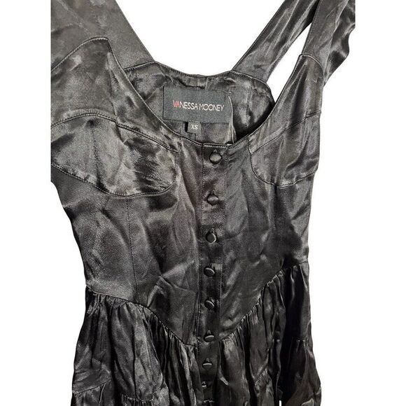 NEW Vanessa Mooney Elisabeth Romper Mini Dress Size XS Black Satin - Picture 5 of 7